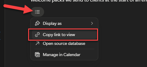 Grabbing link to an existing view