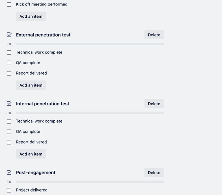 Organise checklists