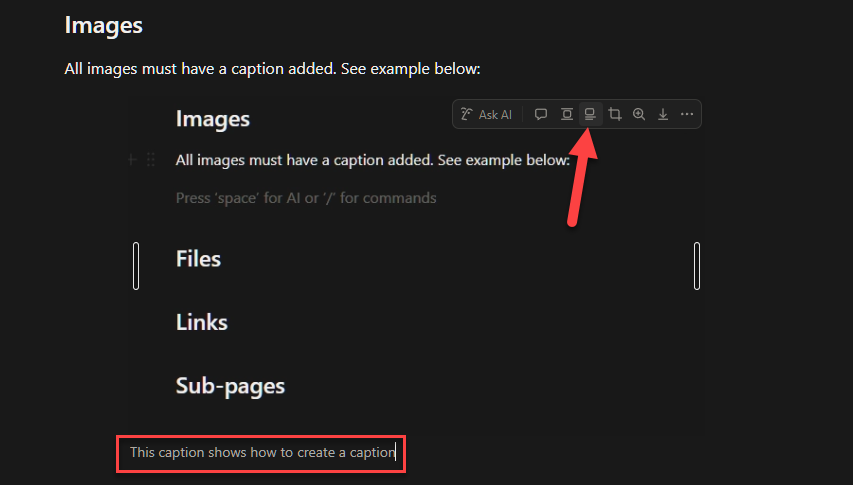 This caption shows how to create a caption… again?